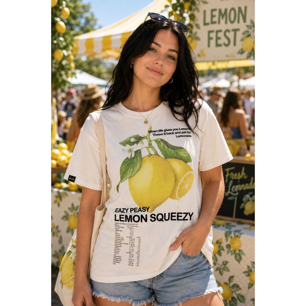 Division of Labor Lemon Graphic Tee Cream Small Retro